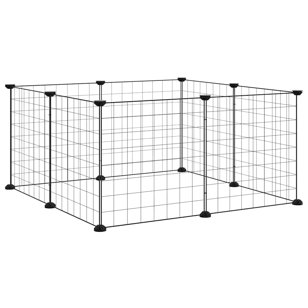 8-panels kæledyrsbur sort 70x70x35 cm stål