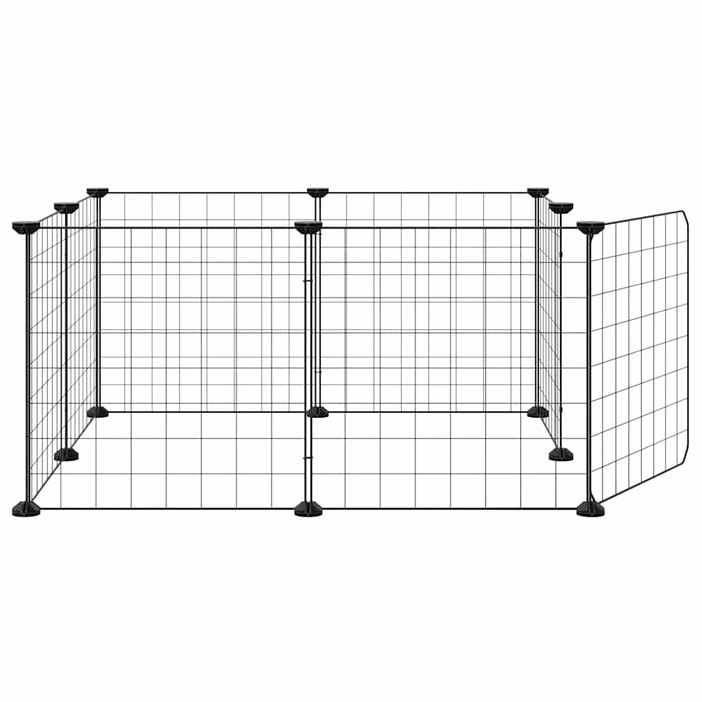 kæledyrsbur med 8 paneler og dør sort 70x70x35 cm stål