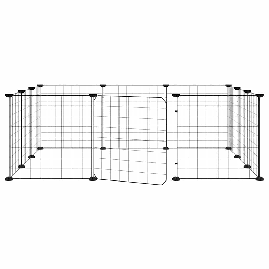 kæledyrsbur med 12 paneler og dør sort 105x105x35 cm stål
