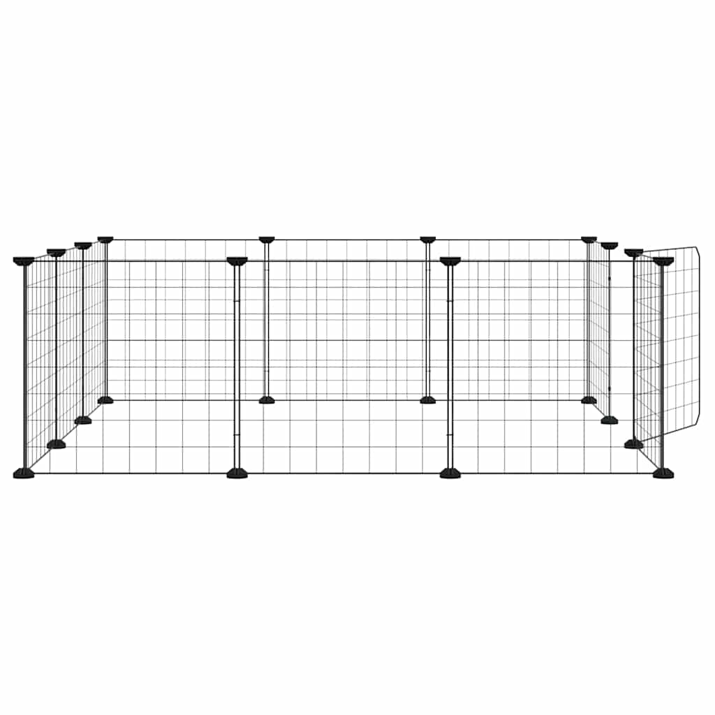 kæledyrsbur med 12 paneler og dør sort 105x105x35 cm stål