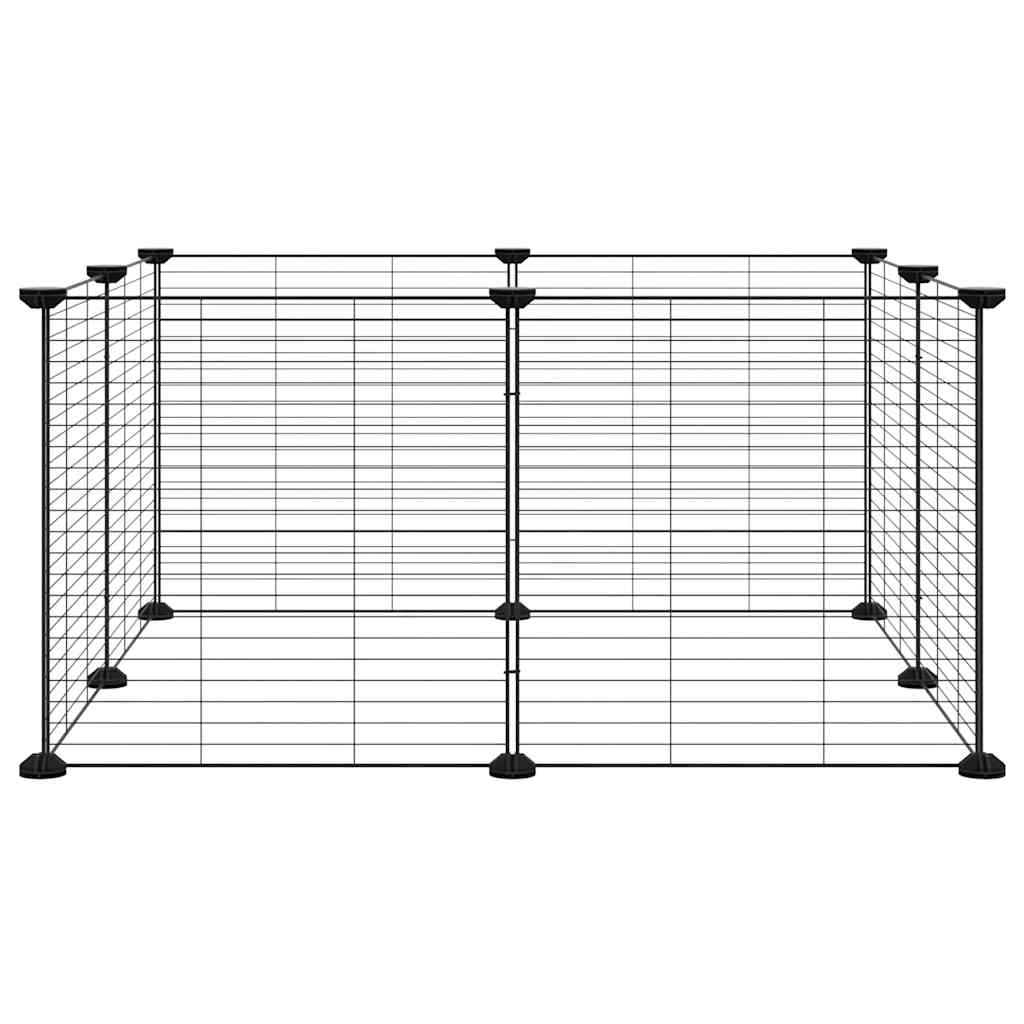 8-panels kæledyrsbur sort 70x70x35 cm stål
