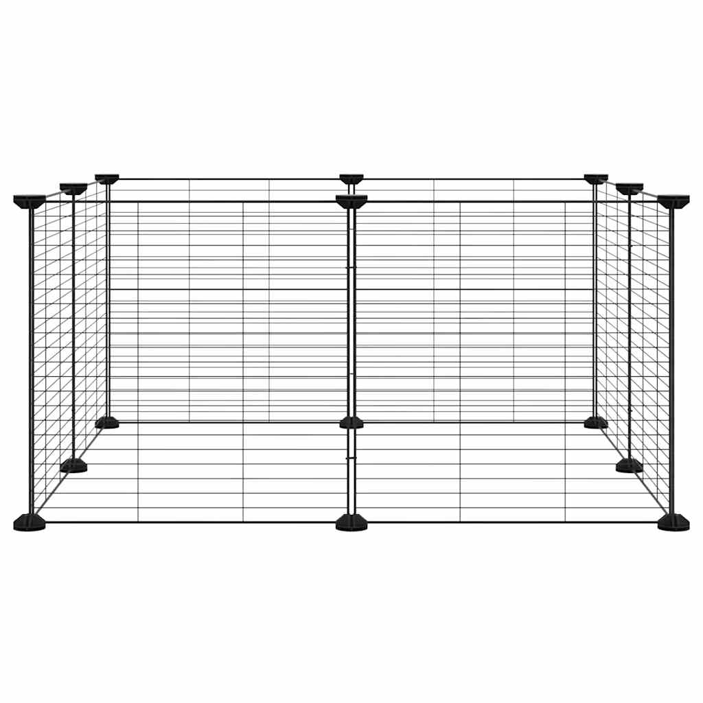 8-panels kæledyrsbur sort 70x70x35 cm stål