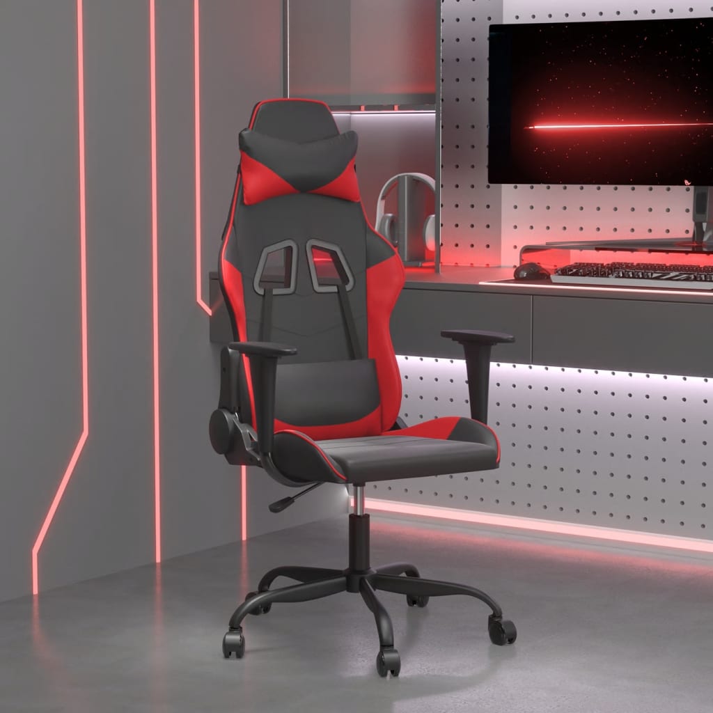 gamingstol m. massagefunktion kunstlæder sort og rød