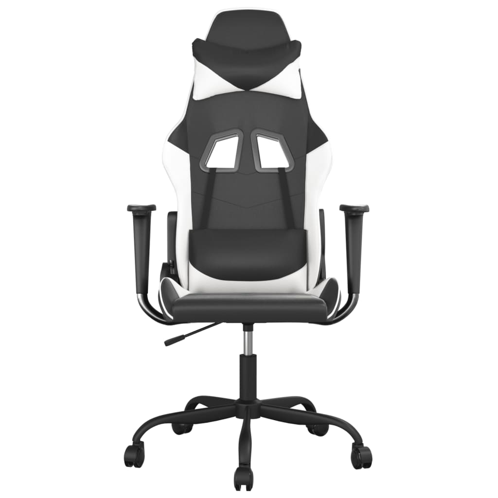 gamingstol med massagefunktion kunstlæder sort og hvid