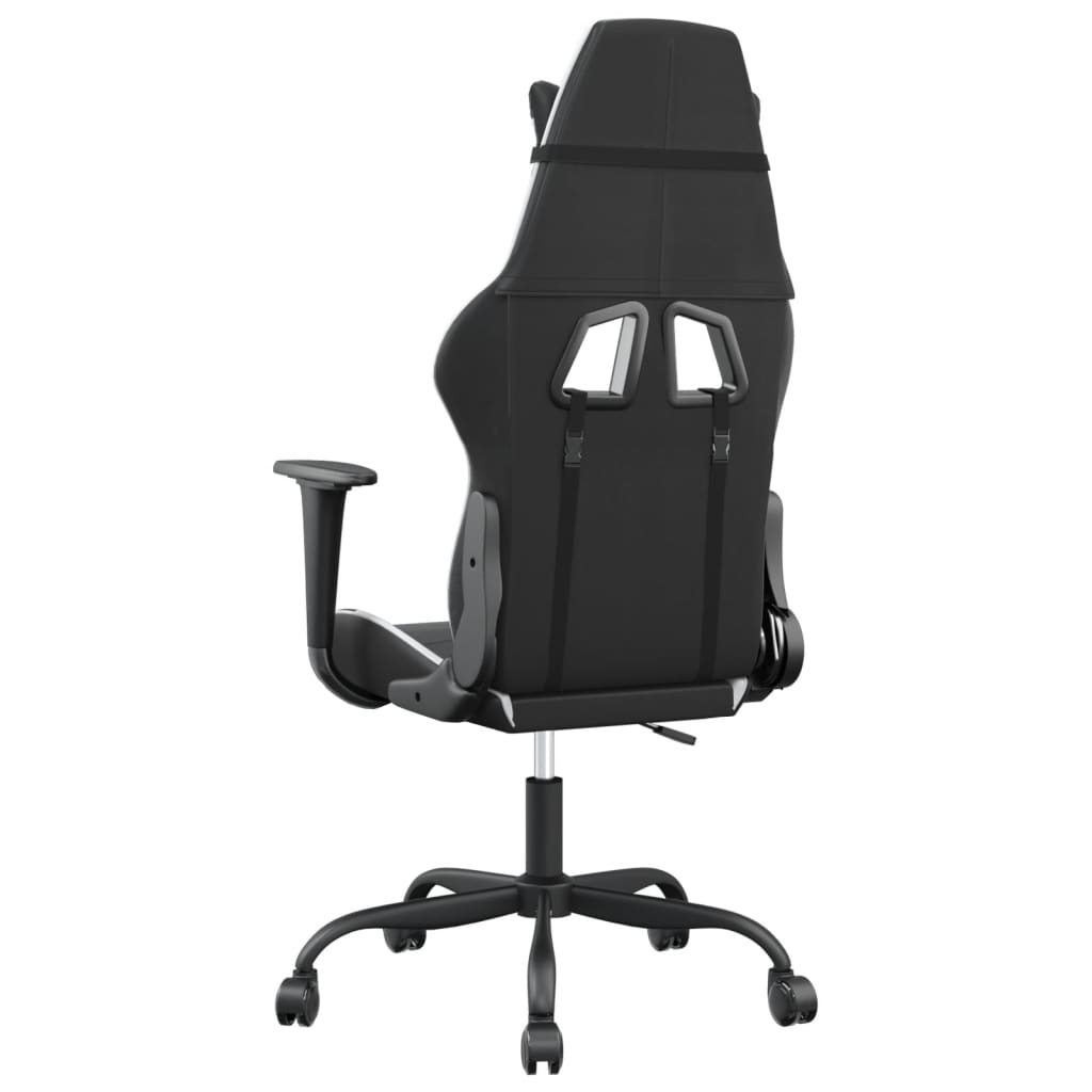 gamingstol med massagefunktion kunstlæder sort og hvid