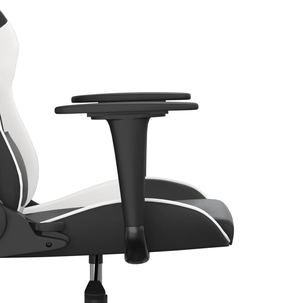 gamingstol med massagefunktion kunstlæder sort og hvid