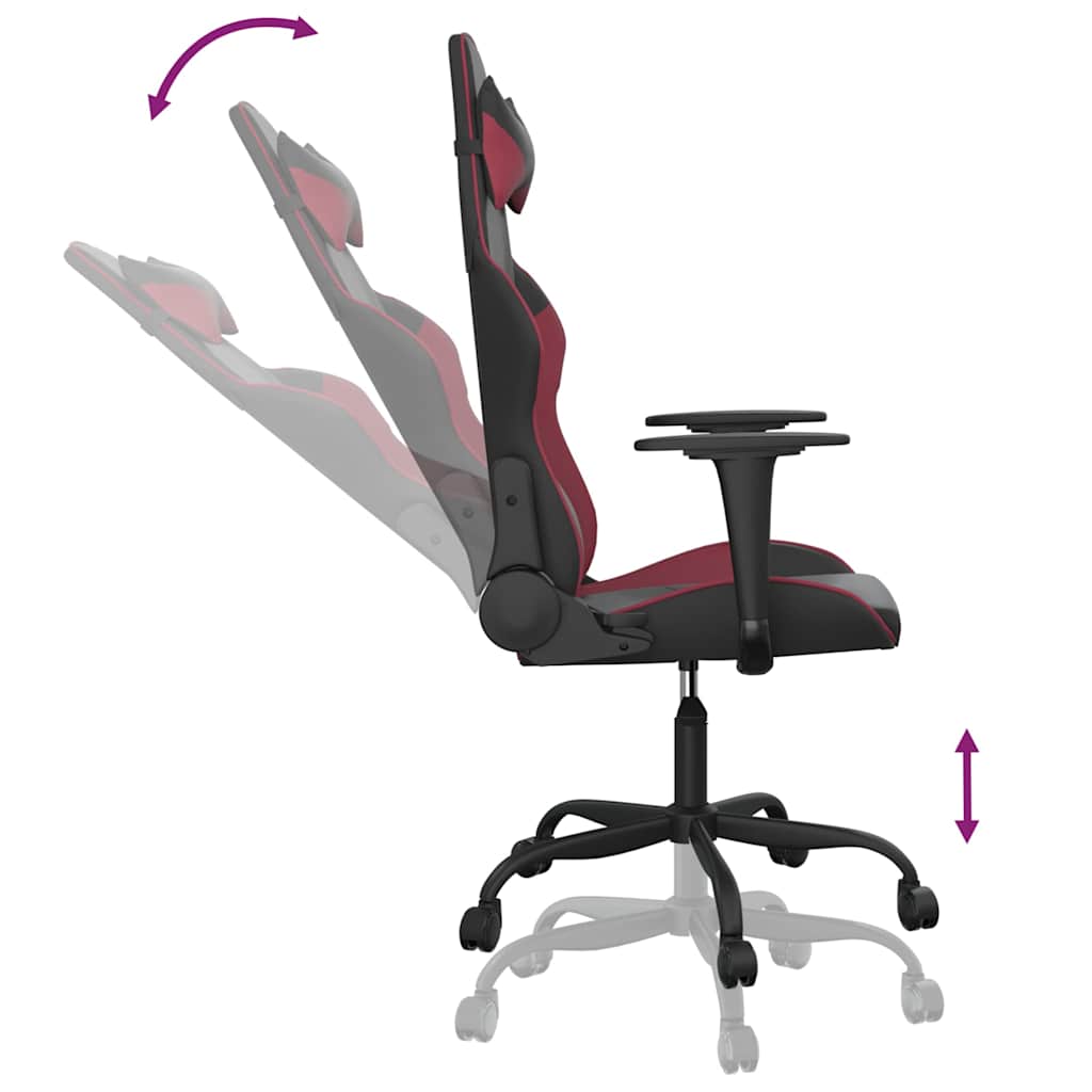 gamingstol m. massagefunktion kunstlæder sort og vinrød