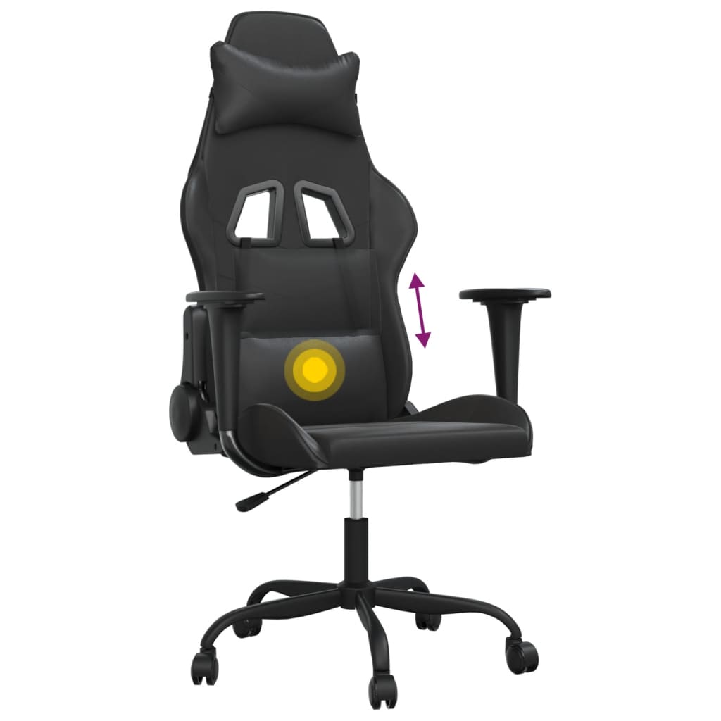 gamingstol med massagefunktion kunstlæder sort