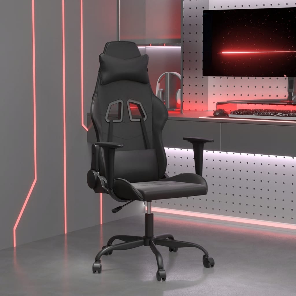 gamingstol med massagefunktion kunstlæder sort