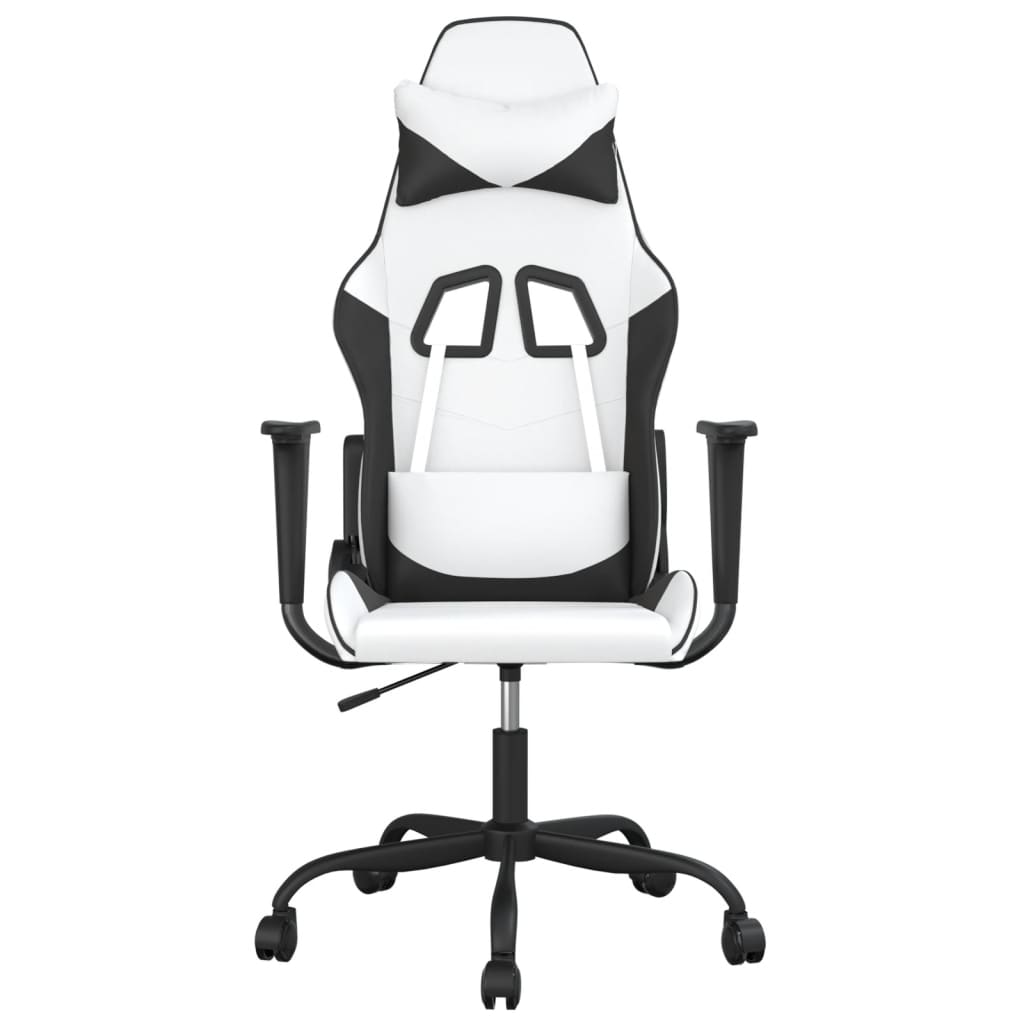 gamingstol m. massagefunktion kunstlæder hvid og sort