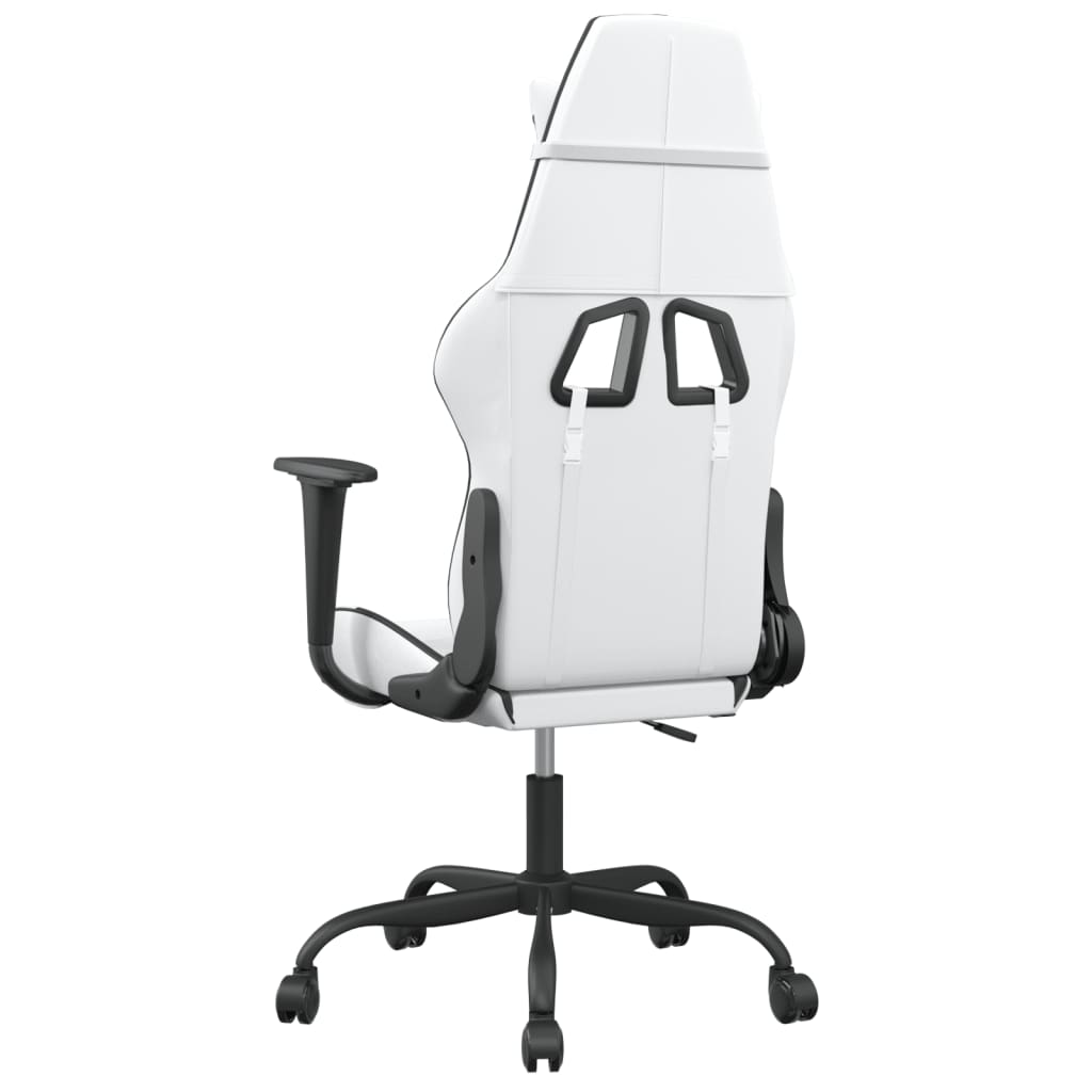 gamingstol m. massagefunktion kunstlæder hvid og sort