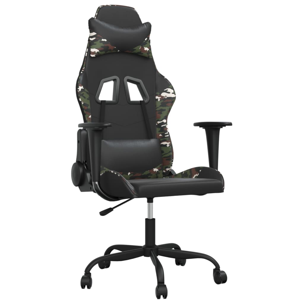 gamingstol m. massagefunktion kunstlæder sort og camouflage