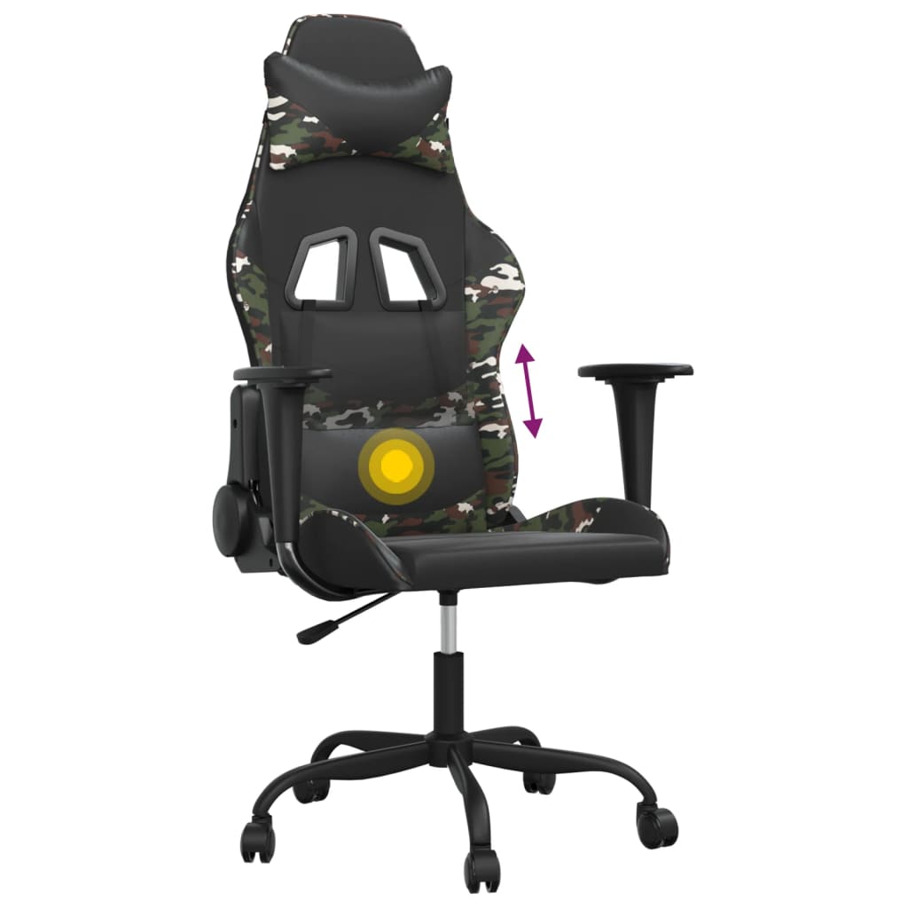 gamingstol m. massagefunktion kunstlæder sort og camouflage