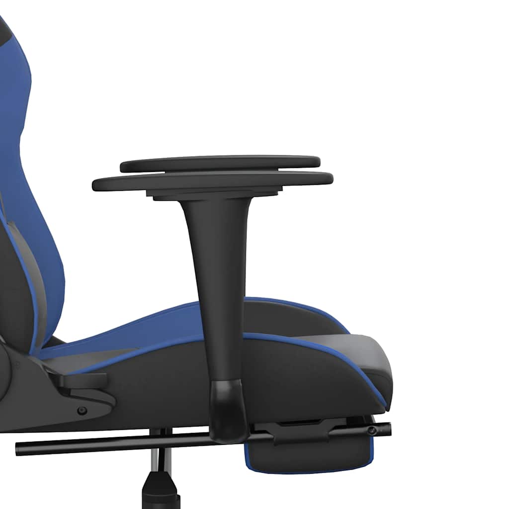 gamingstol m. massagefunktion og fodstøtte kunstlæder sort blå