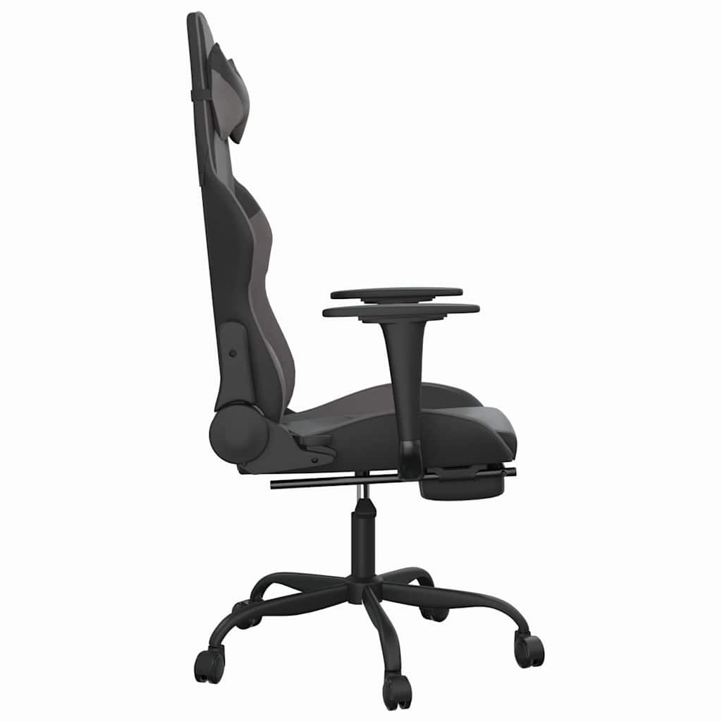 gamingstol m. massagefunktion og fodstøtte kunstlæder sort grå