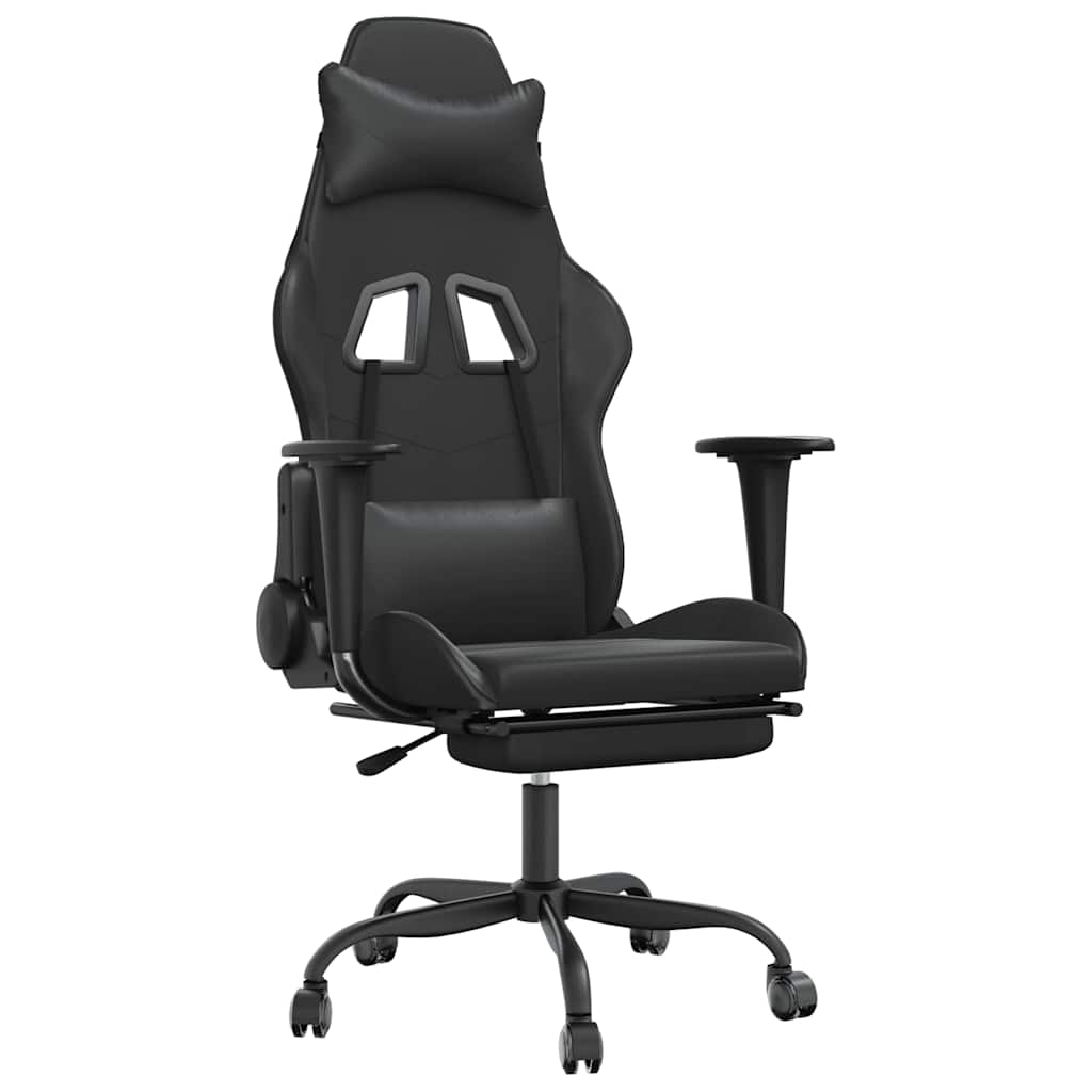 gamingstol m. massagefunktion og fodstøtte kunstlæder sort