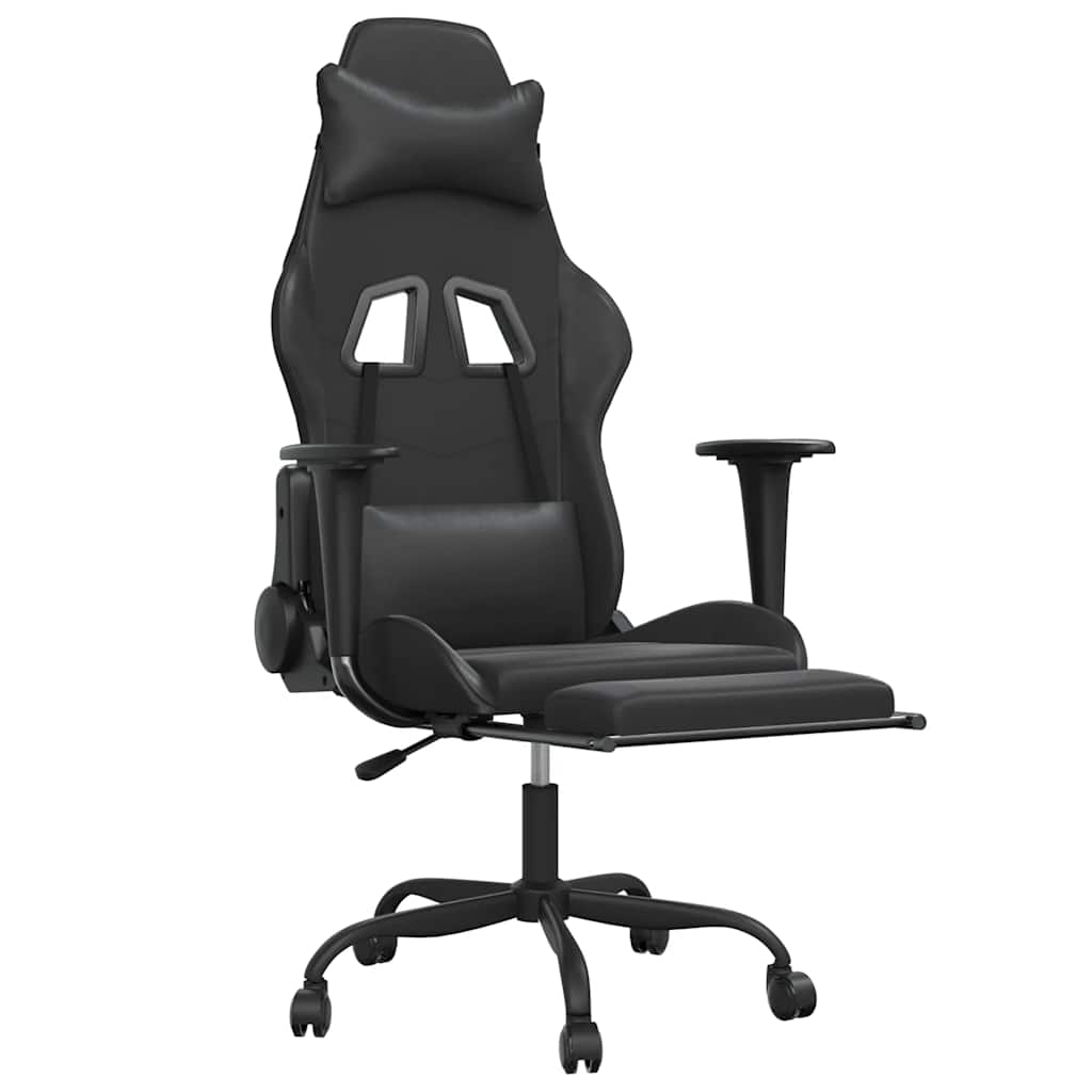 gamingstol m. massagefunktion og fodstøtte kunstlæder sort