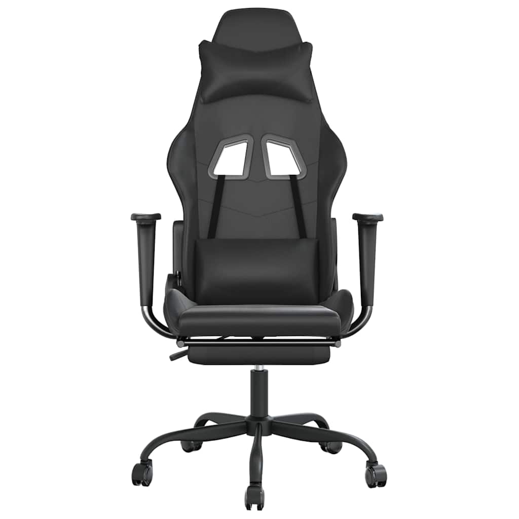 gamingstol m. massagefunktion og fodstøtte kunstlæder sort