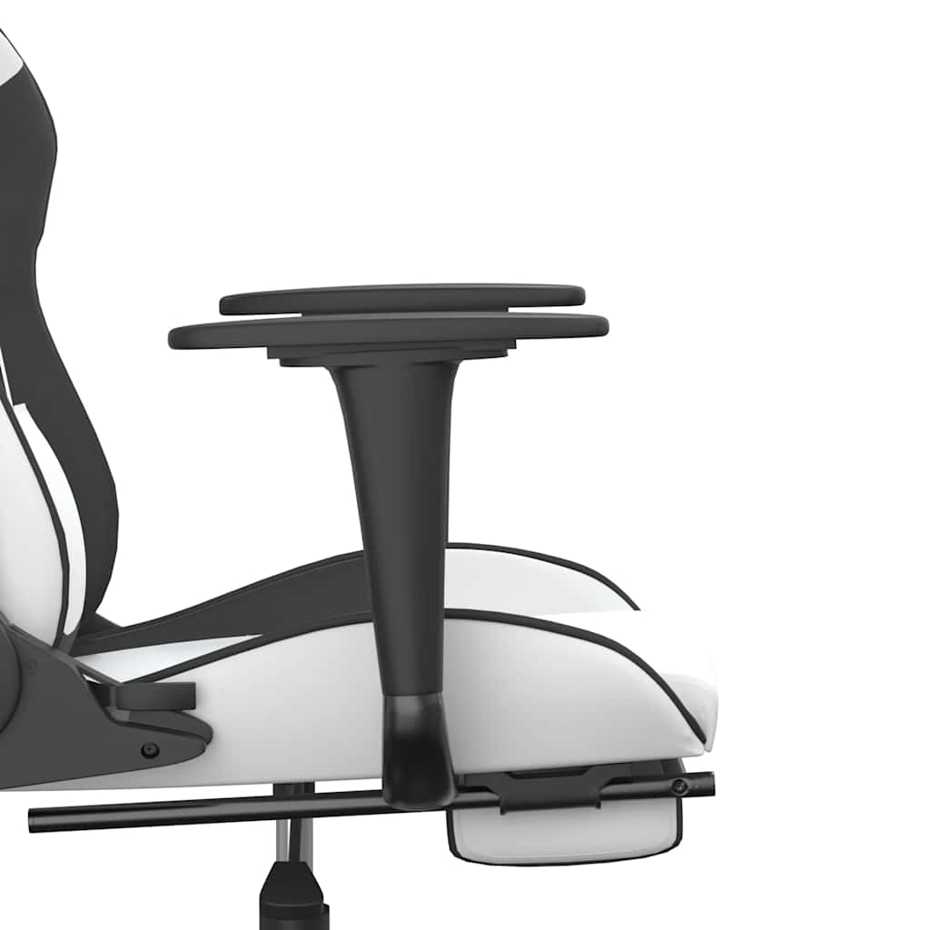 gamingstol m. massage og fodstøtte kunstlæder hvid sort