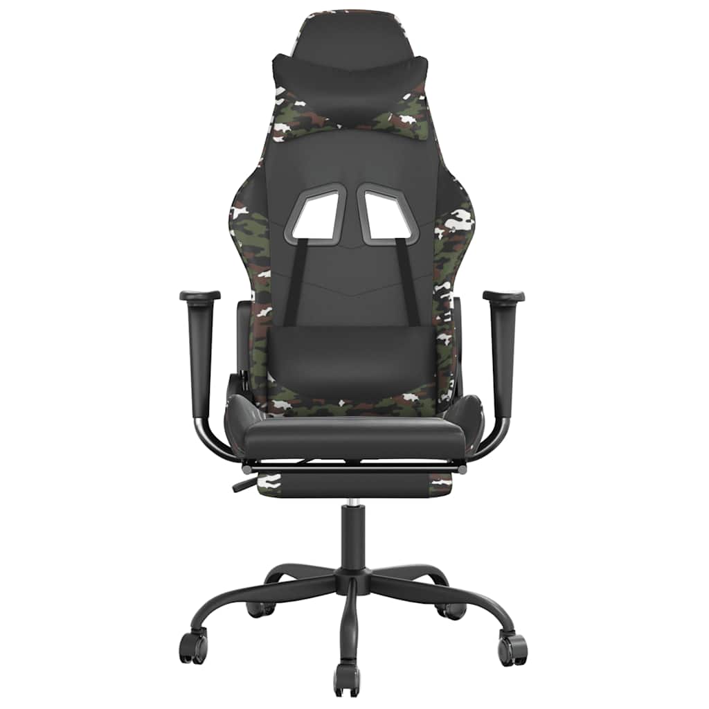 gamingstol m. massage og fodstøtte kunstlæder sort camouflage