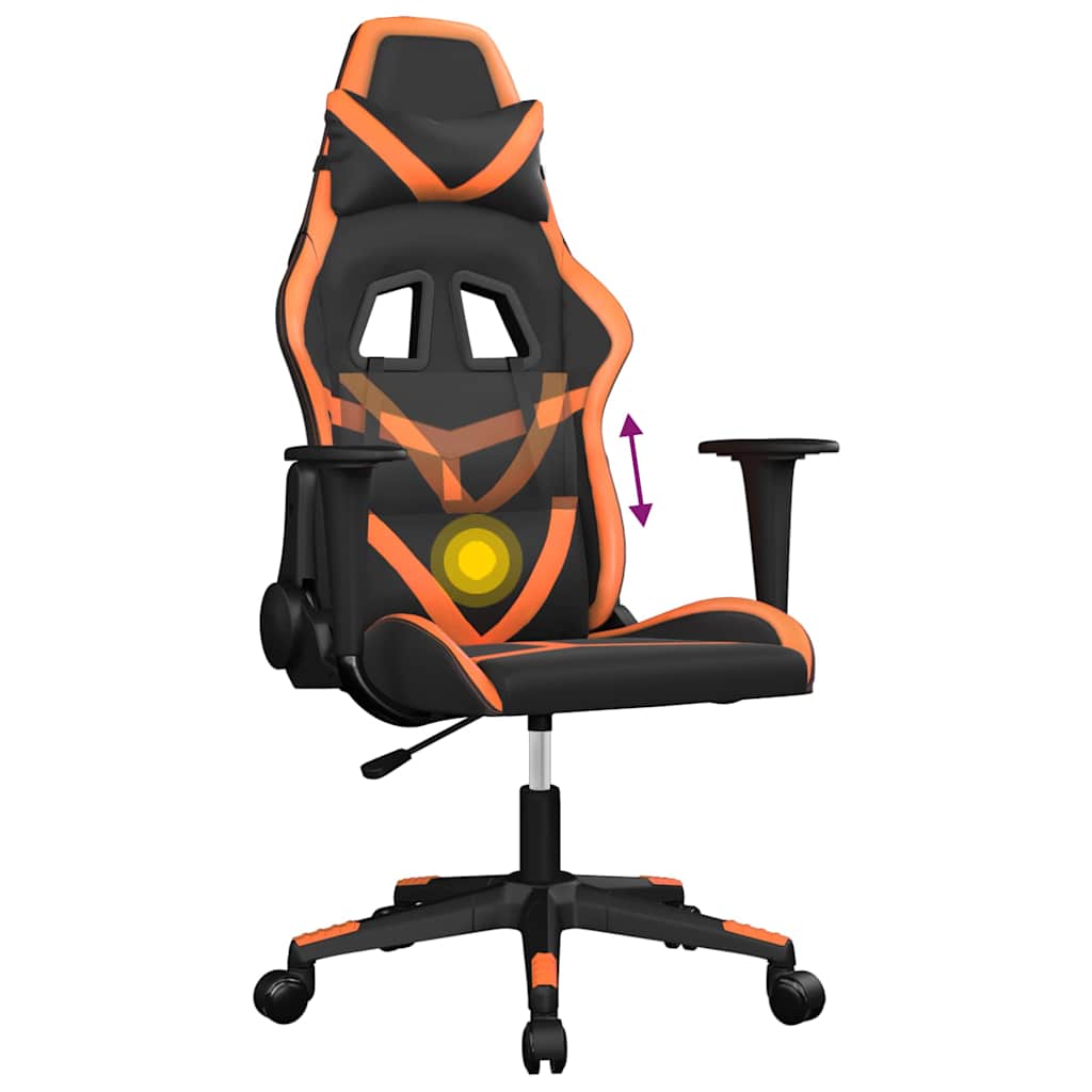 gamingstol m. massagefunktion kunstlæder sort og orange