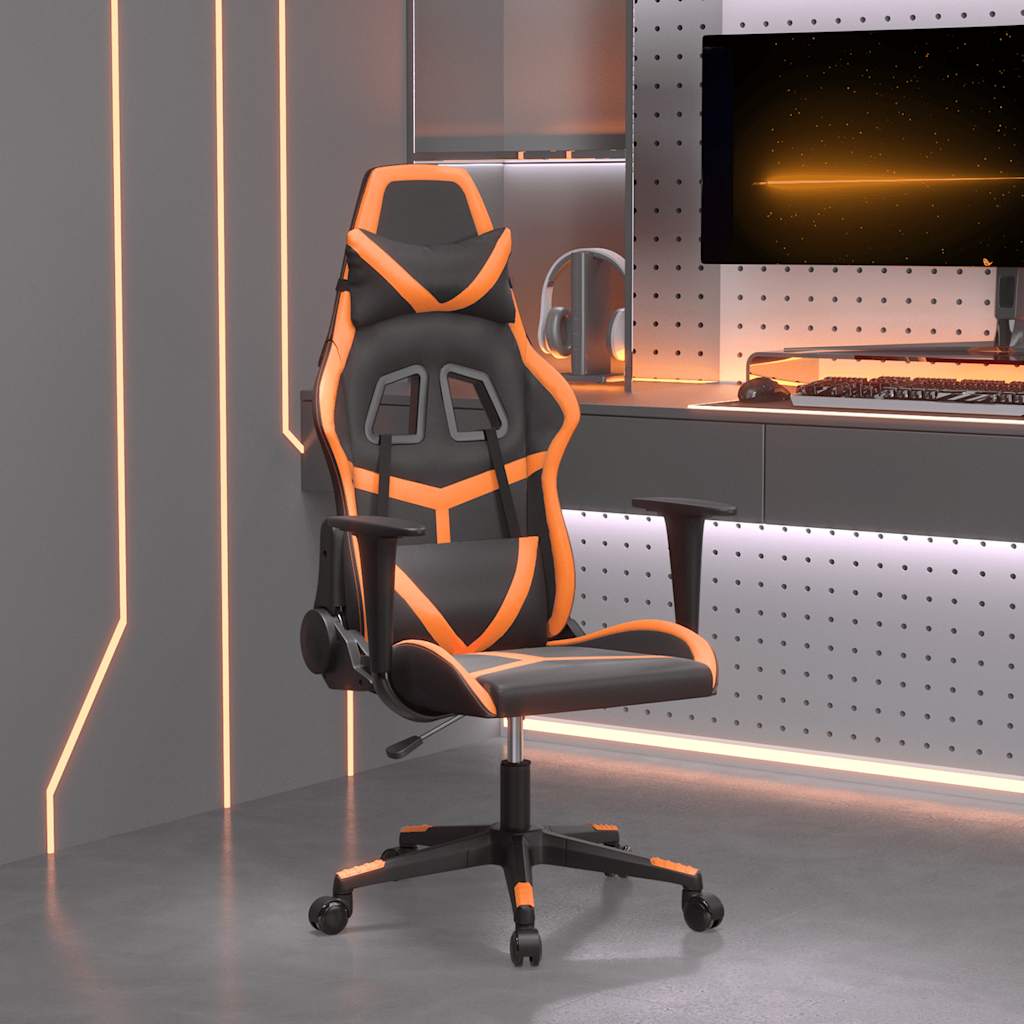 gamingstol m. massagefunktion kunstlæder sort og orange