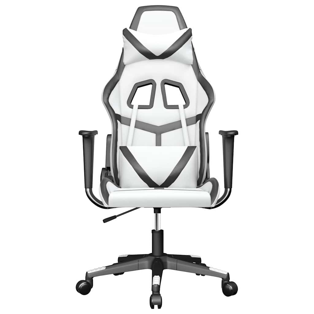 gamingstol m. massagefunktion kunstlæder hvid og sort