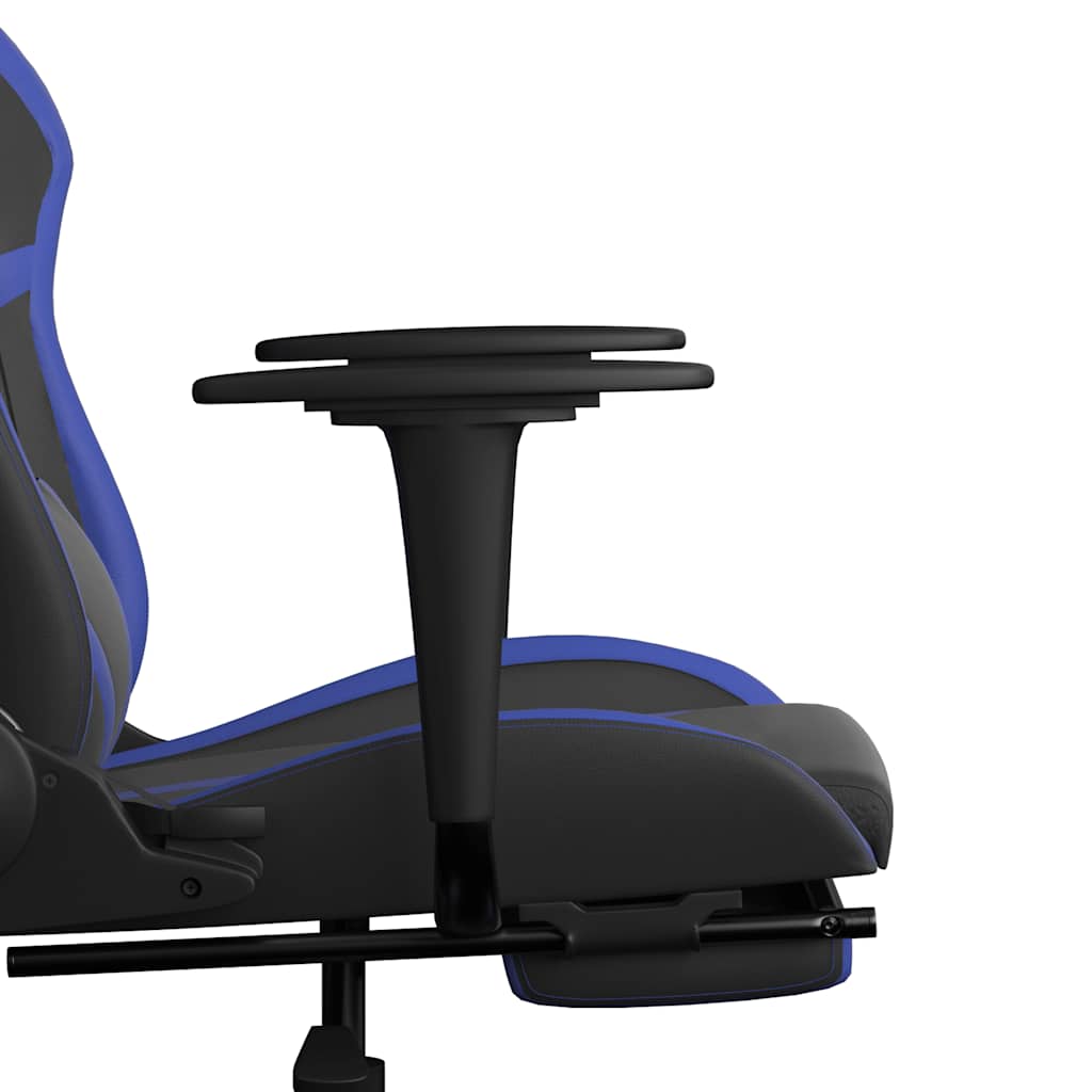 gamingstol m. massagefunktion og fodstøtte kunstlæder sort blå