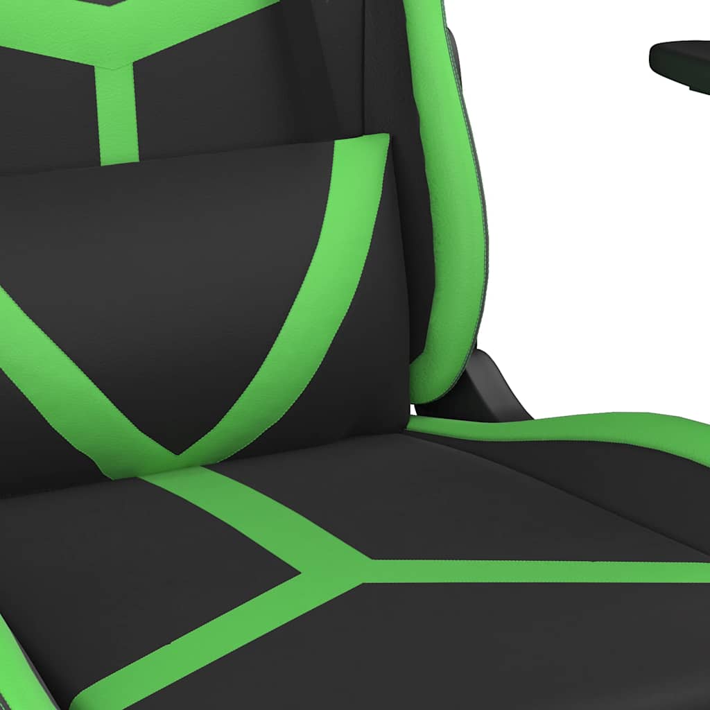 gamingstol m. massagefunktion og fodstøtte kunstlæder sort grøn