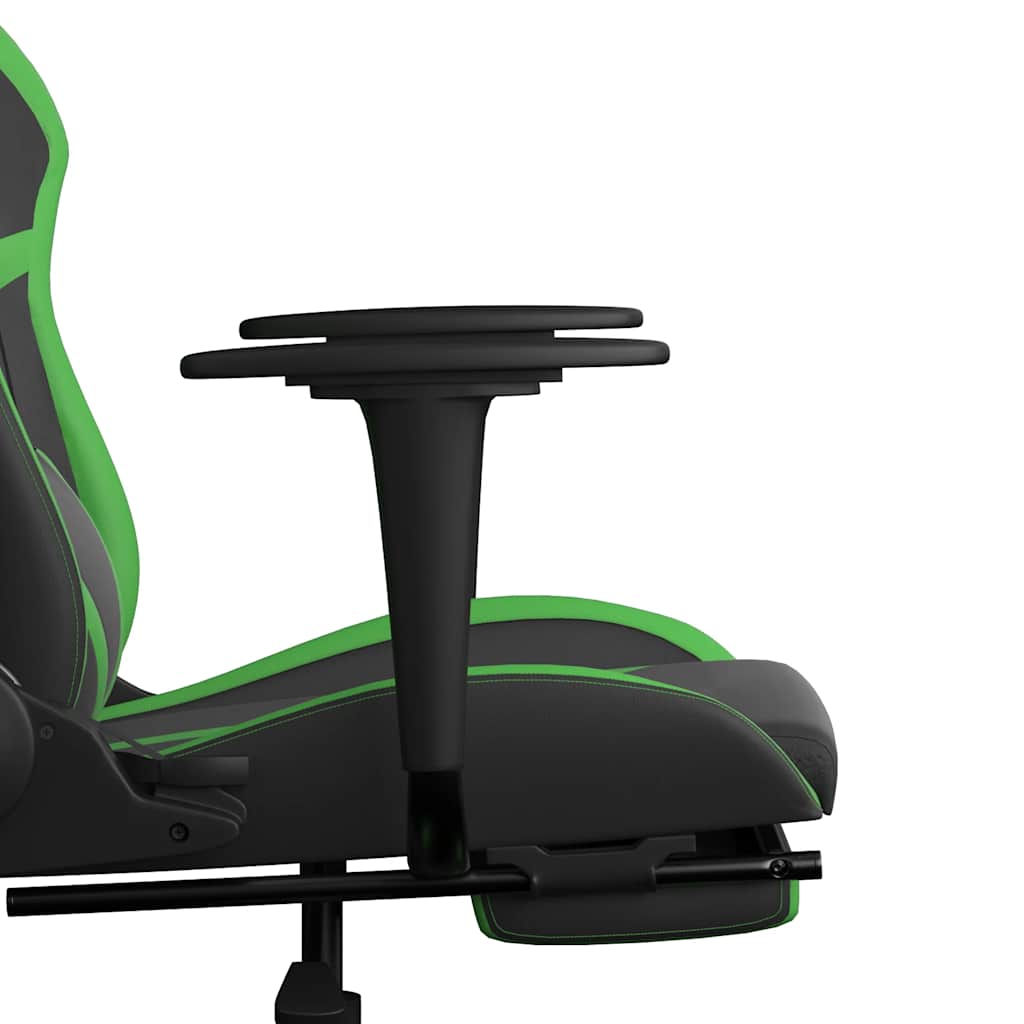 gamingstol m. massagefunktion og fodstøtte kunstlæder sort grøn