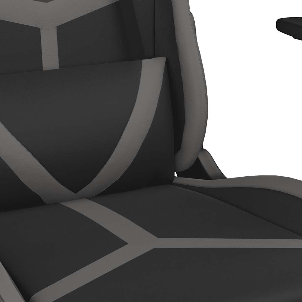 gamingstol m. massagefunktion og fodstøtte kunstlæder sort grå