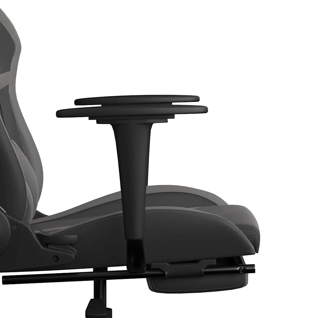gamingstol m. massagefunktion og fodstøtte kunstlæder sort grå