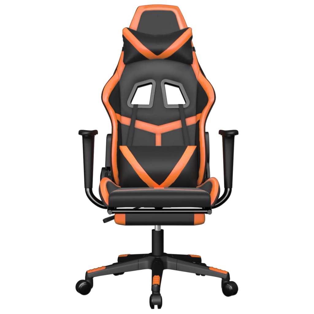 gamingstol m. massage og fodstøtte kunstlæder sort og orange