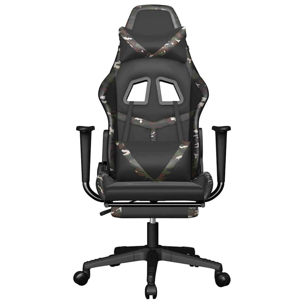 gamingstol m. massage og fodstøtte kunstlæder sort camouflage