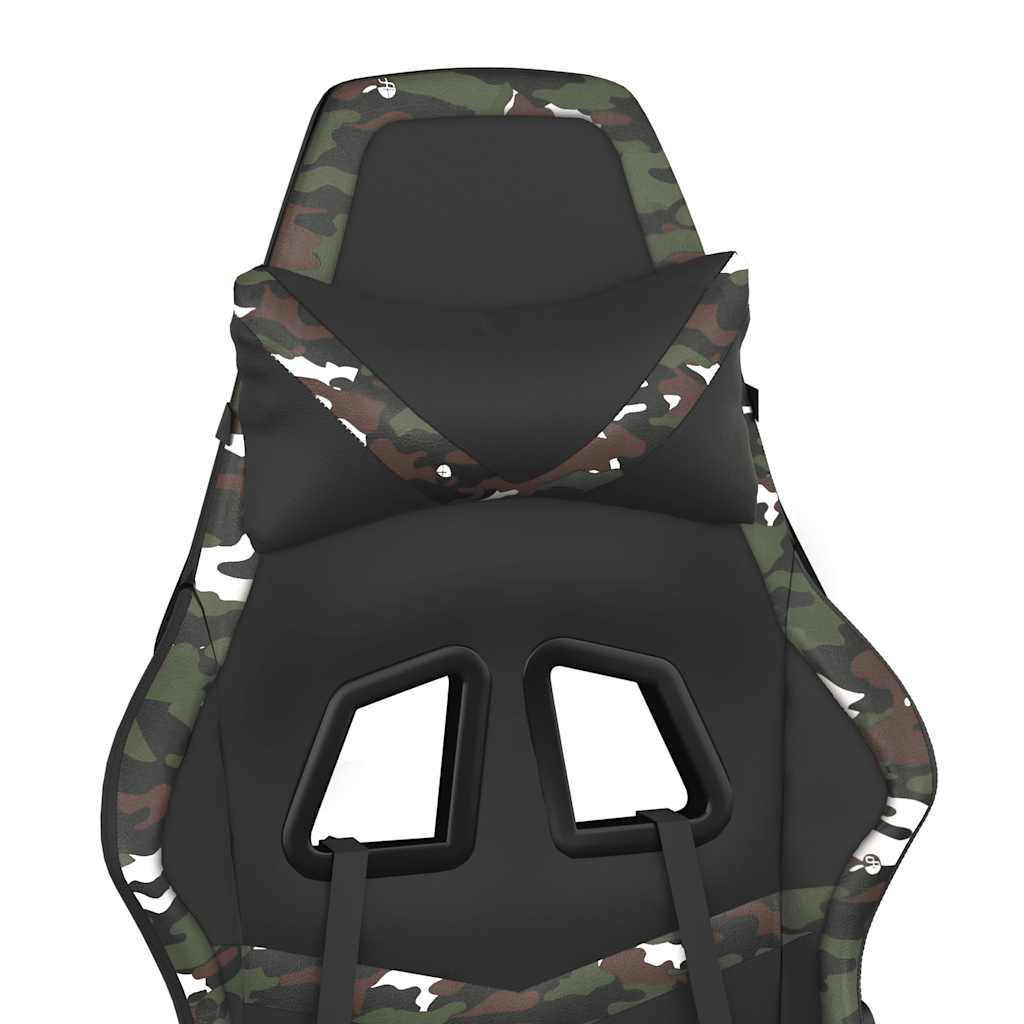 gamingstol m. massage og fodstøtte kunstlæder sort camouflage
