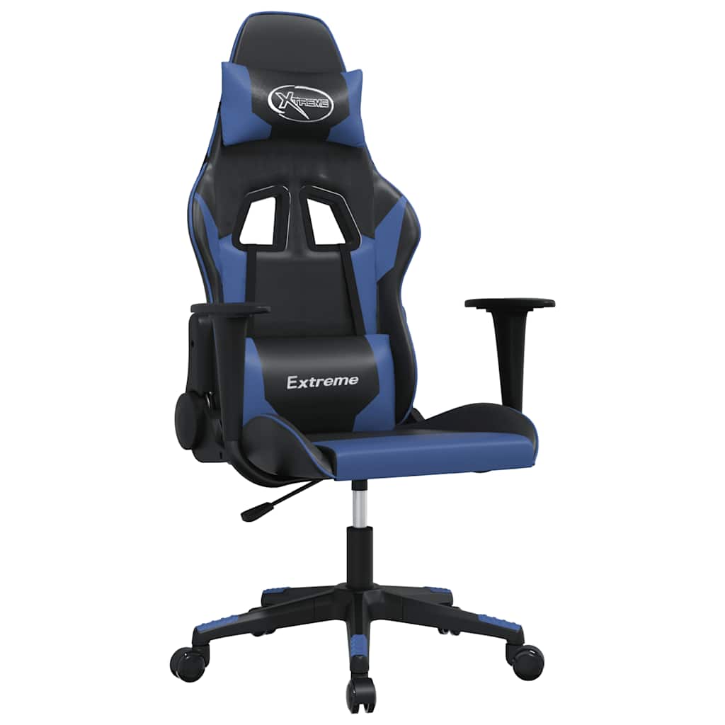 gamingstol m. massagefunktion kunstlæder sort og blå