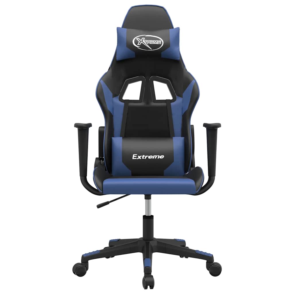 gamingstol m. massagefunktion kunstlæder sort og blå