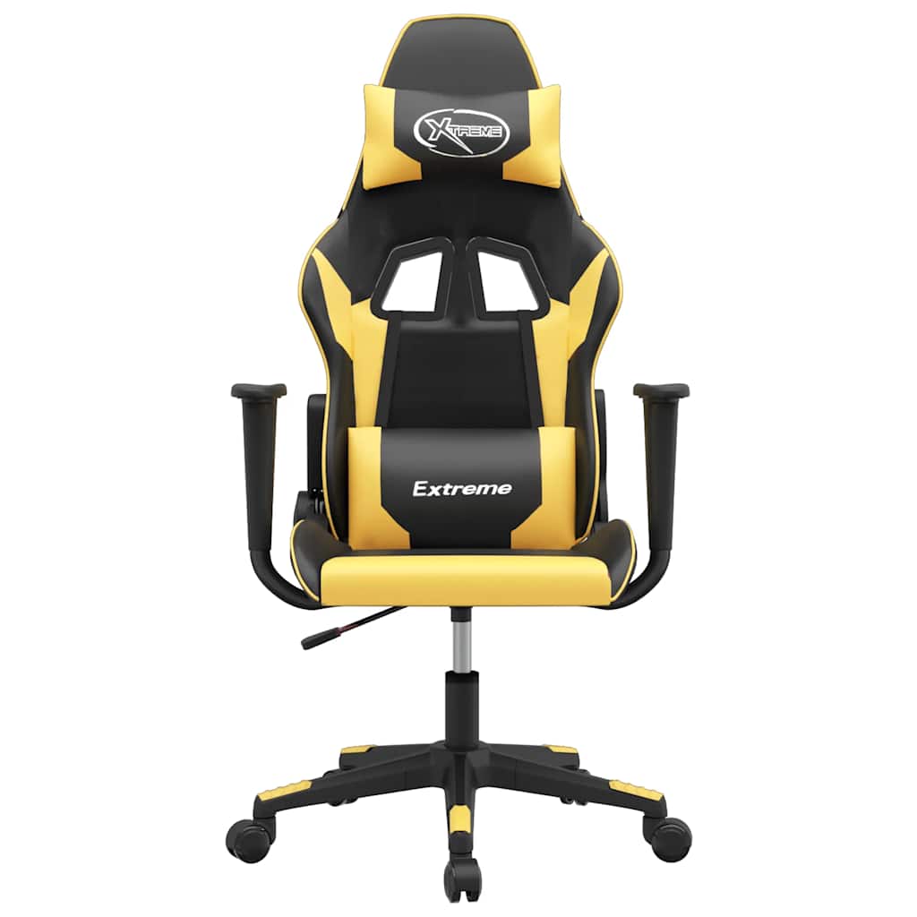 gamingstol m. massagefunktion kunstlæder sort guldfarvet