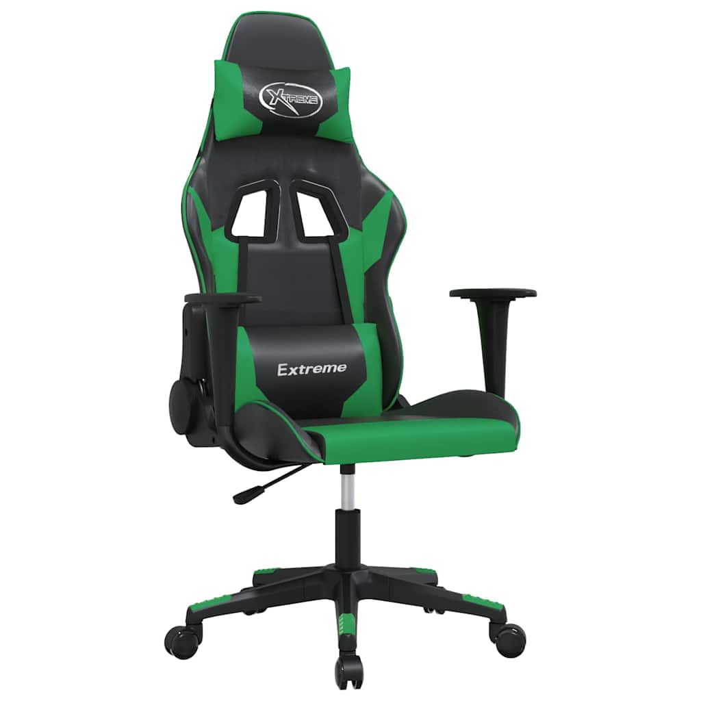 gamingstol m. massagefunktion kunstlæder sort og grøn