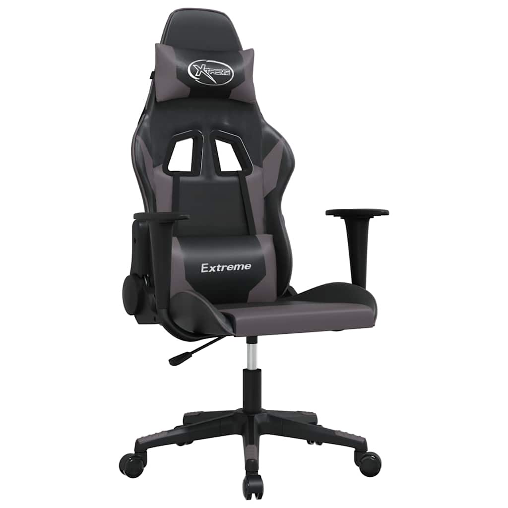 gamingstol m. massagefunktion kunstlæder sort og grå