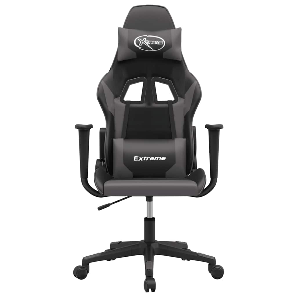 gamingstol m. massagefunktion kunstlæder sort og grå