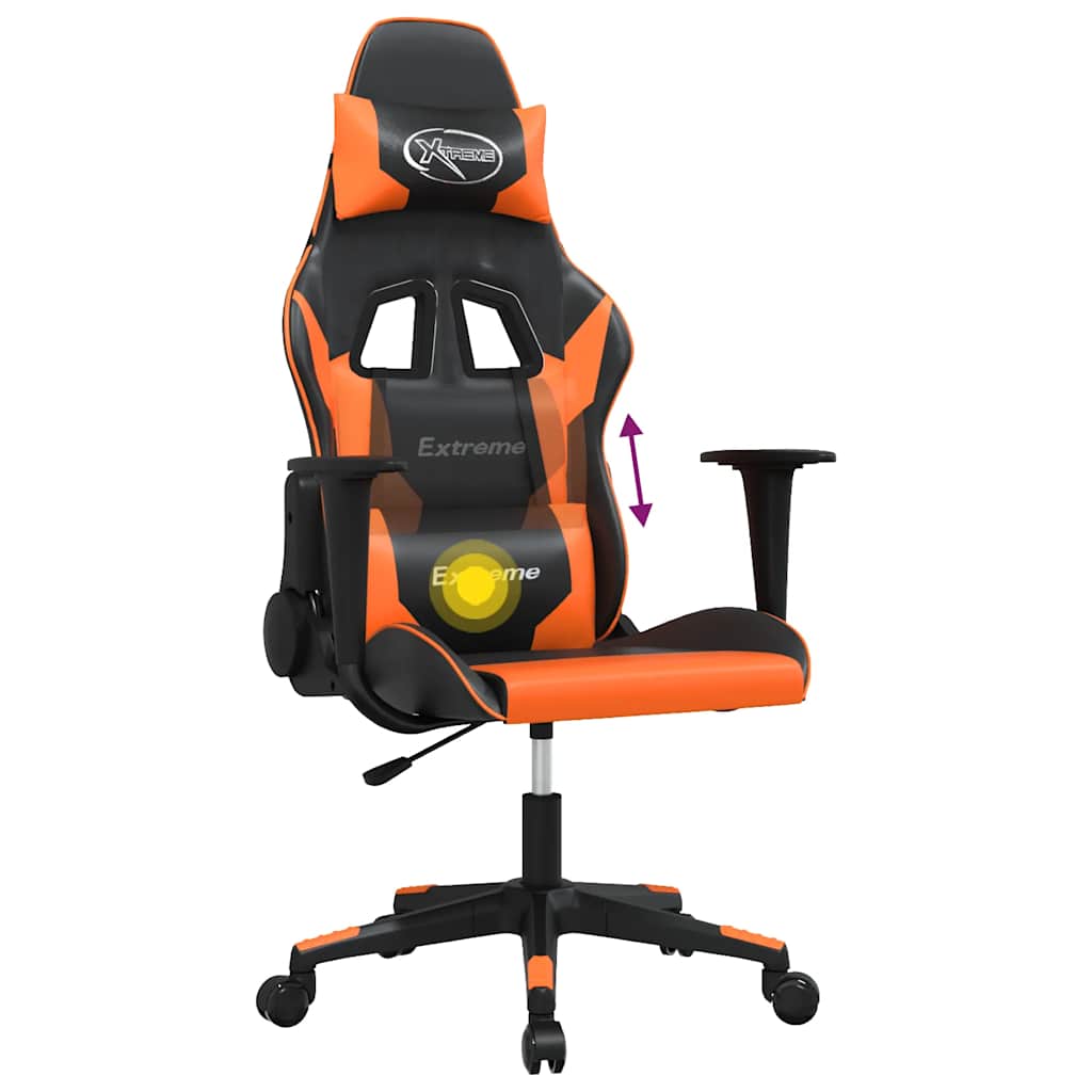 gamingstol m. massagefunktion kunstlæder sort og orange