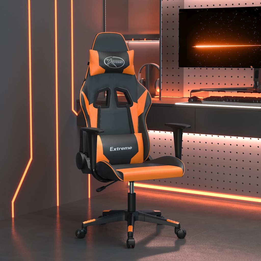 gamingstol m. massagefunktion kunstlæder sort og orange