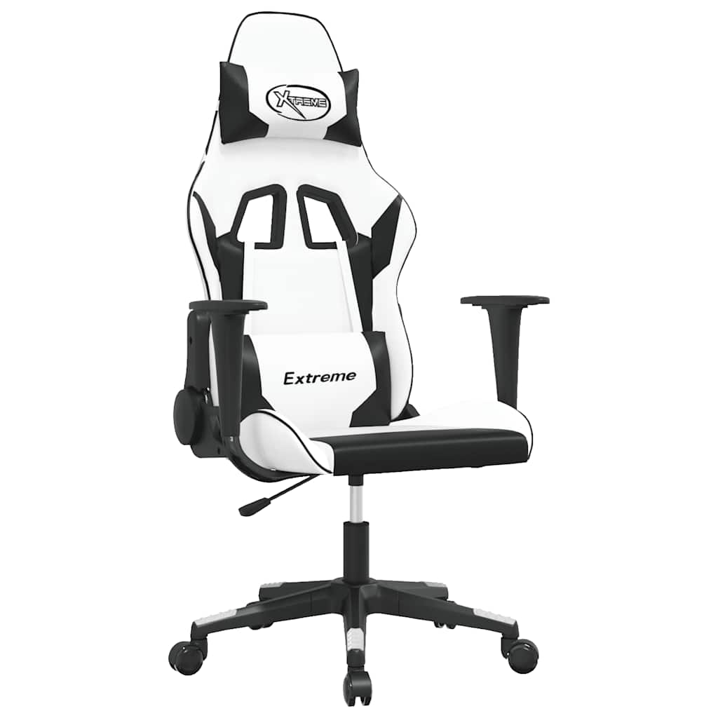gamingstol m. massagefunktion kunstlæder hvid og sort
