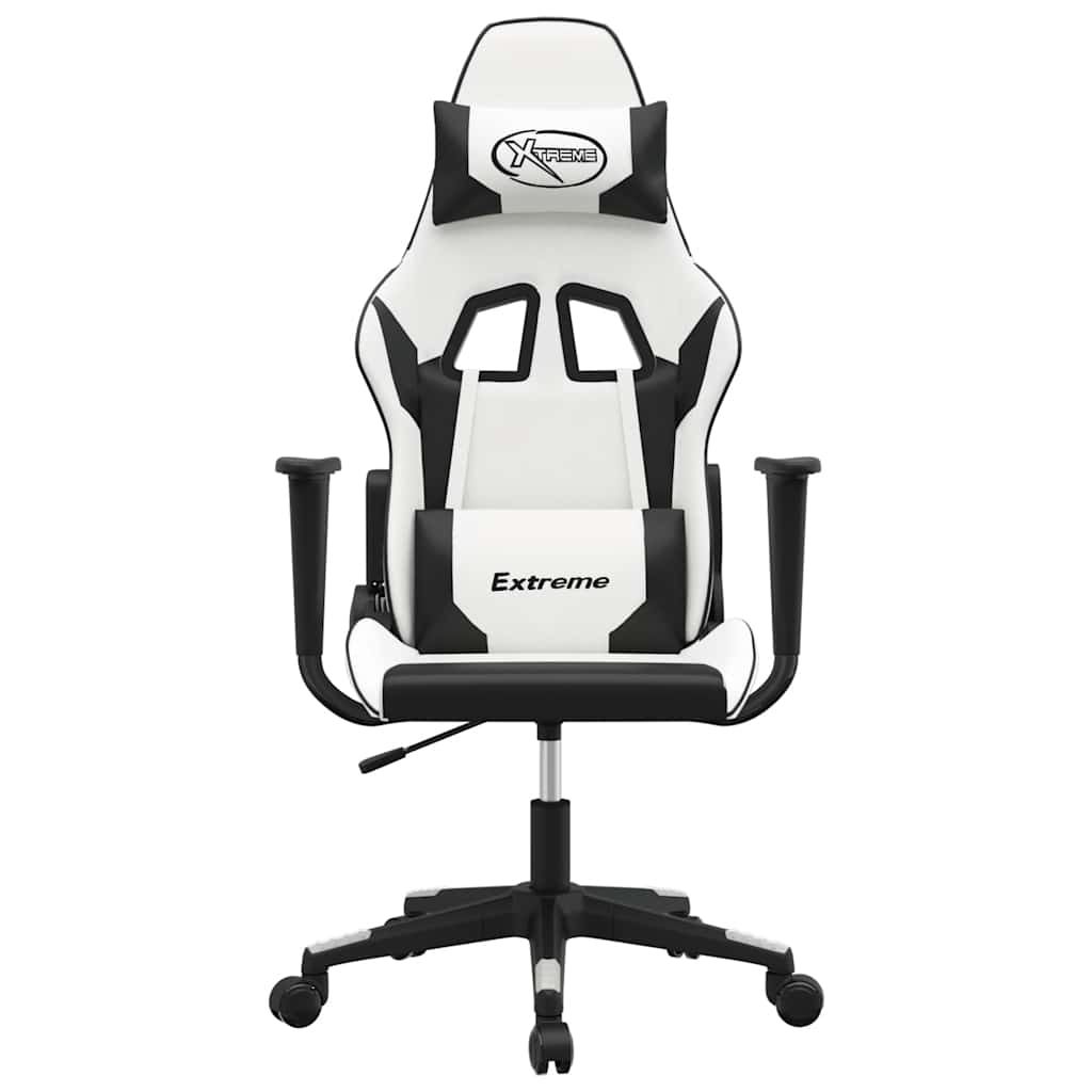 gamingstol m. massagefunktion kunstlæder hvid og sort
