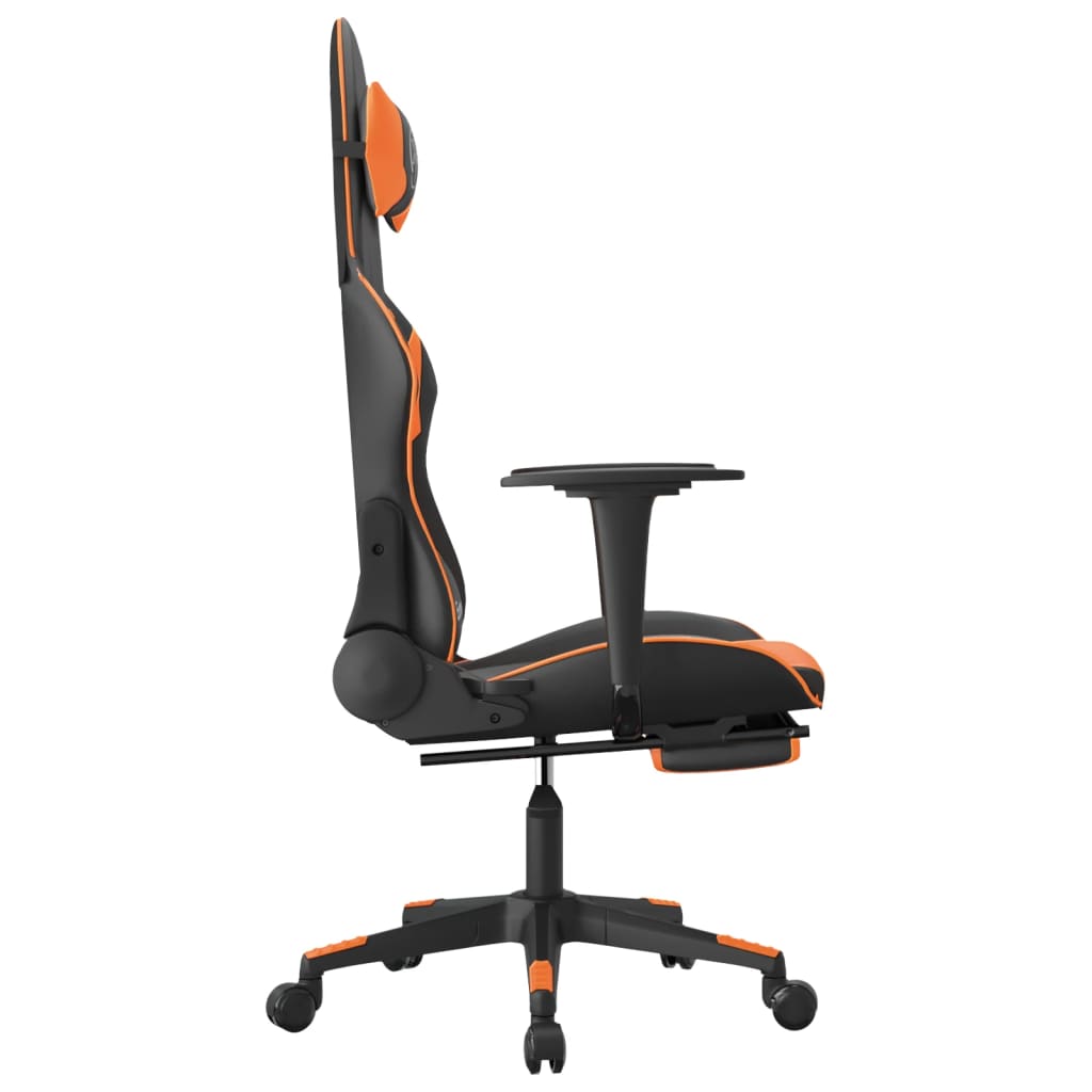 gamingstol m. massage og fodstøtte kunstlæder sort og orange