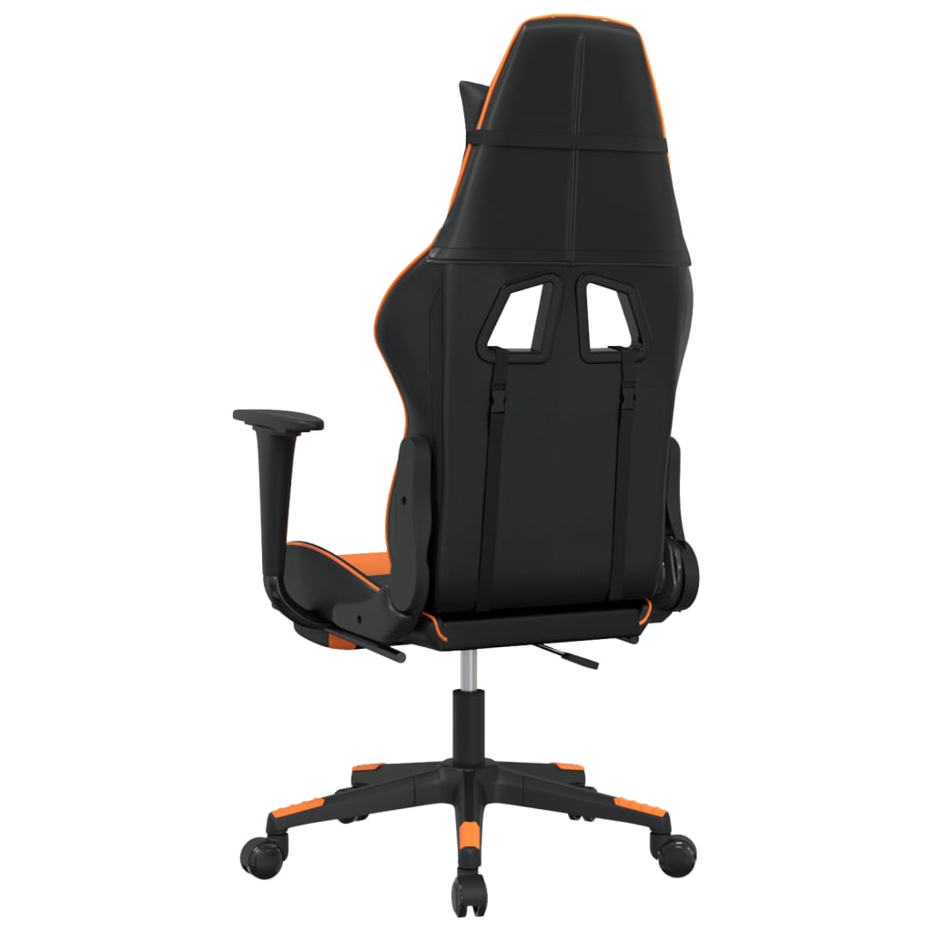 gamingstol m. massage og fodstøtte kunstlæder sort og orange