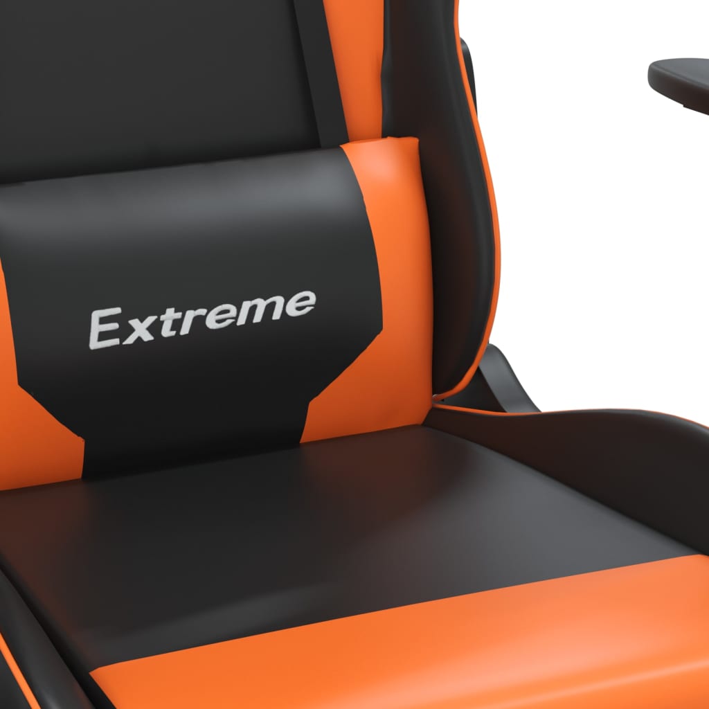gamingstol m. massage og fodstøtte kunstlæder sort og orange