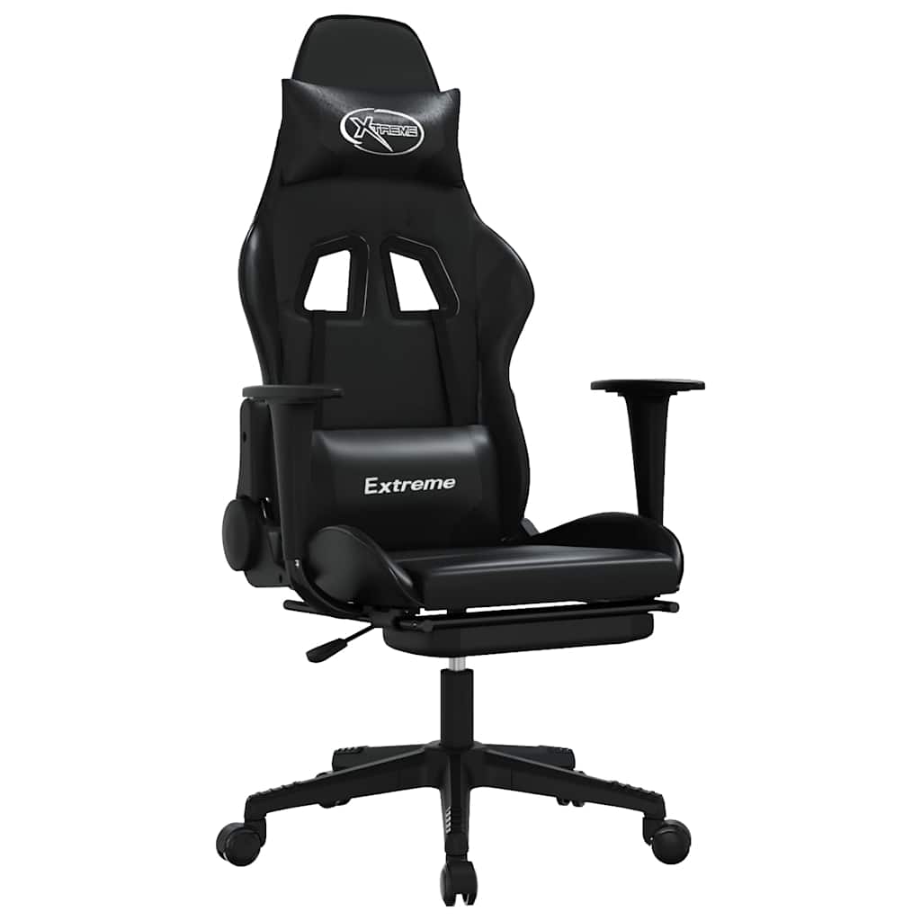 gamingstol m. massagefunktion og fodstøtte kunstlæder sort