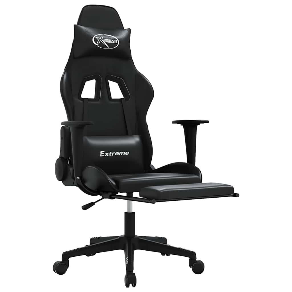 gamingstol m. massagefunktion og fodstøtte kunstlæder sort